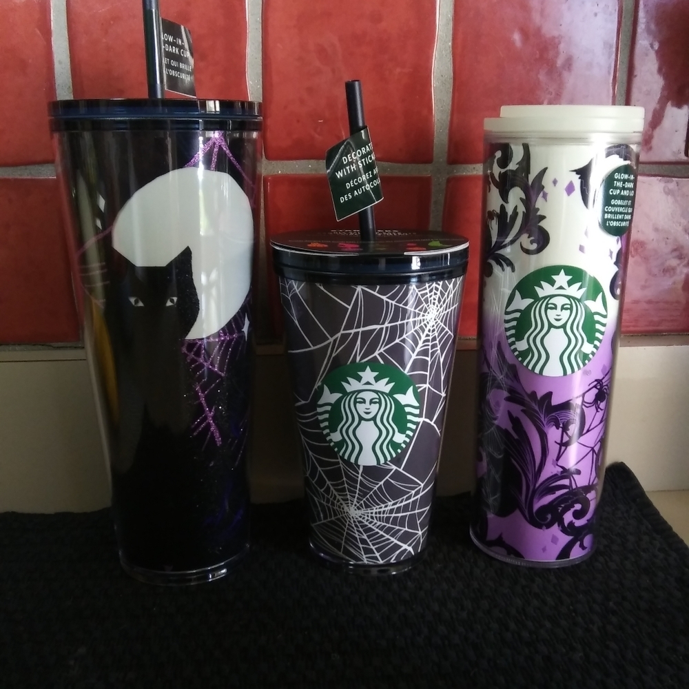 Set of 3 Starbucks Glow in the dark Tumblers